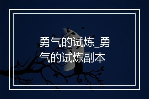 勇气的试炼_勇气的试炼副本